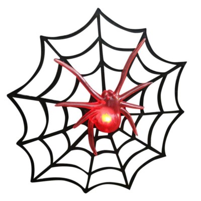 LED Lighted Spider Web Flashing Spider Halloween Prop Decoration